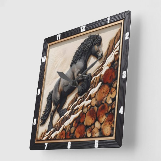 ハフリンガークライム:ウッドアートカスタムフエ スクエア壁時計 (傾斜)