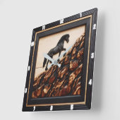 ハフリンガーヒルサイド:ウッドアートカスタムスタイル スクエア壁時計 (傾斜)