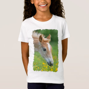 ハフリンガーホースかわいいフォール花女の子のための写真 Tシャツ