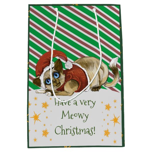 ハブアメロイクリスマス猫ちゃんメディア抱き枕 ミディアムペーパーバッグ (正面)