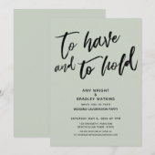 ハブ アンド ホールド シンプル セージ ウェディング レセプション 招待状 (正面/裏面)