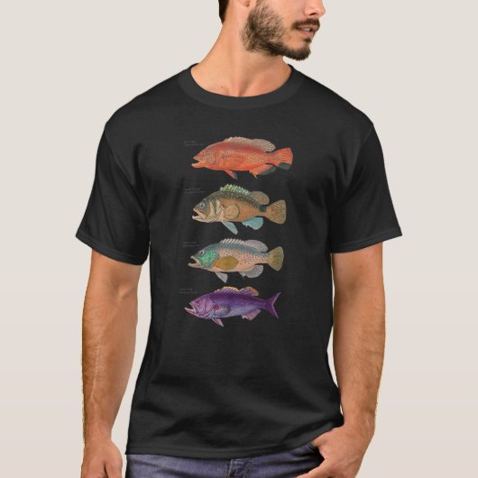 ハプターフィッシュ魚釣りシーバスアンリングガルフカリベ Tシャツ (正面)