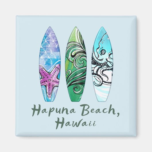 ハプナビーチハワイサーフボード マグネット (正面)