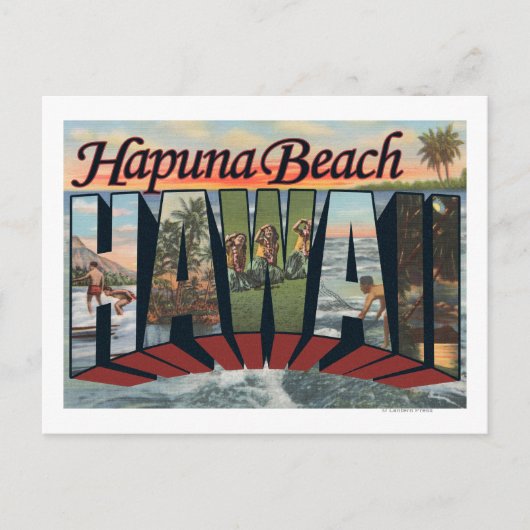 ハプナビーチ，ハワイ – ラージレターシーン ポストカード (正面)