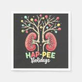 ハプピーホリデイズデラクシーキドニー認識度クリスマス スタンダードカクテルナプキン (正面)