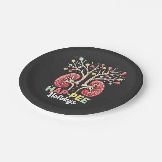 ハプピーホリデイズデラクシーキドニー認識度クリスマス ペーパープレート (アングル)