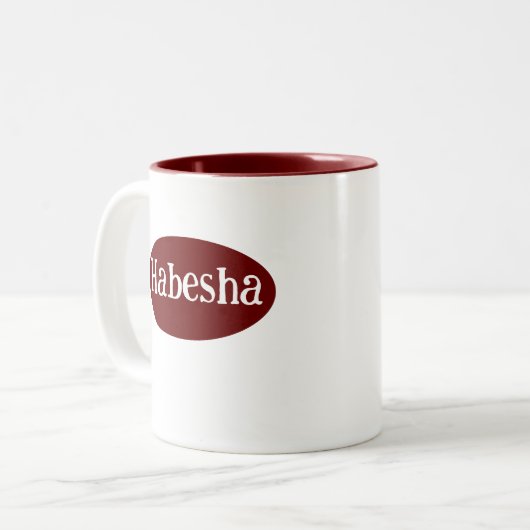 ハベシャエチオピアとエリトリアデザインマグカップሐበሻ ዲዛይን ツートーンマグカップ (正面左)