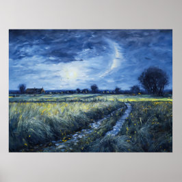ハベルランドの風景を通る月光の道 ポスター