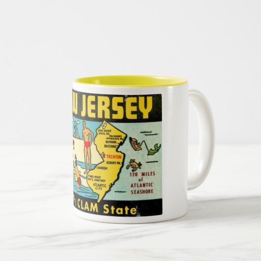 ハマグリの州、ニュージャージーのヴィンテージ ツートーンマグカップ (正面右)