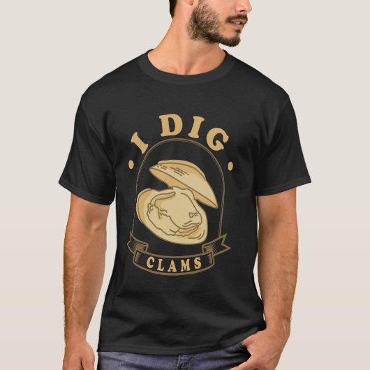 ハマグリ掘り好きな clam+digging clam+mer clam+ming clam+dig tシャツ (正面)