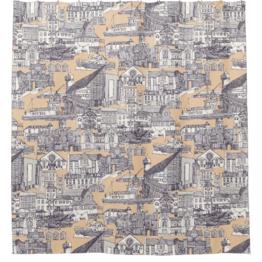 ハマグリ砂 シャワーカーテン (正面)