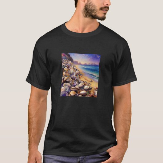ハマグリ ビーチシェル 貝殻 コレクター 海洋 海岸 Tシャツ (正面)