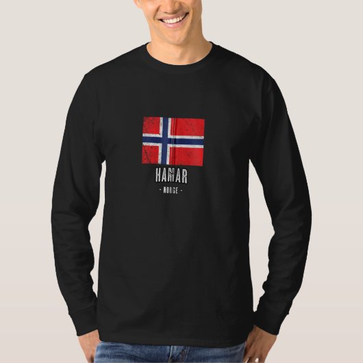 ハマーノルウェー市旗メルチグラフ Tシャツ (正面)