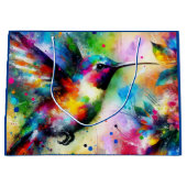 ハミお洒落カラフルドリの青（緑） ラージペーパーバッグ (正面)