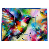 ハミお洒落カラフルドリの青（緑） ラージペーパーバッグ (裏面)