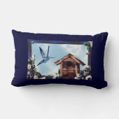 ハミかわいらしドリ、バードハウス、ブルーベリー ランバークッション (裏面)