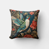 ハミエレガントドリ飛んでいる・ウィリアム・モリスインスパイア クッション (正面)