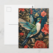 ハミエレガントドリ飛んでいる・ウィリアム・モリスインスパイア ポストカード (正面/裏面)