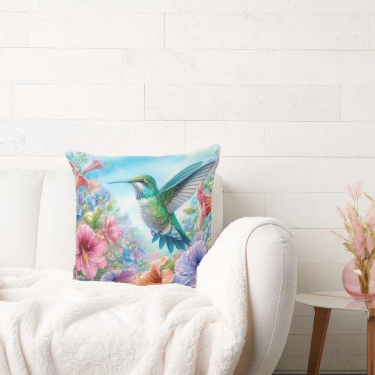 ハミカラフルドリと花 クッション (ソファ)