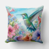 ハミカラフルドリと花 クッション (正面)