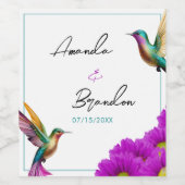 ハミカラフルニドリ紫のデイジー結婚ズ ワインラベル (シングルラベル)