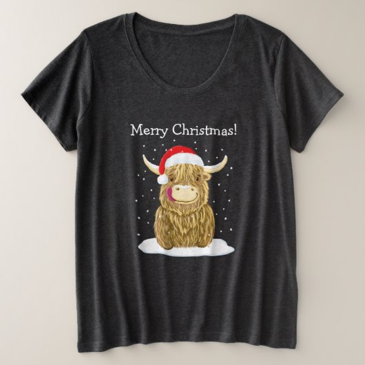 ハミッパーソナライズされたシュ高地牛のクリスマス プラスサイズTシャツ (デザイン正面)