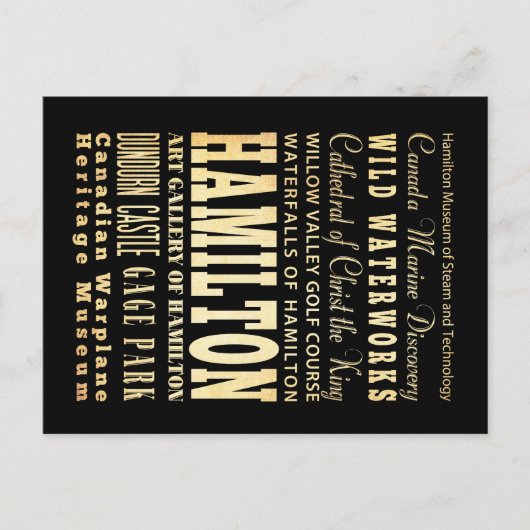 ハミルトンシティオブオンタリオタイポグラフィアート ポストカード (正面)