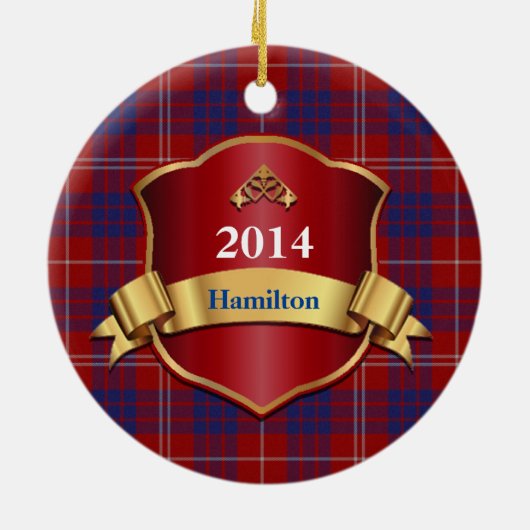 ハミルトンタータンチェック格子縞のカスタムなオーナメント セラミックオーナメント (裏面)