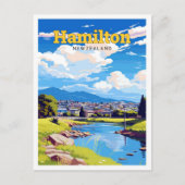 ハミルトンニュージーランドトラベルヴィンテージイラストレーション ポストカード (正面)