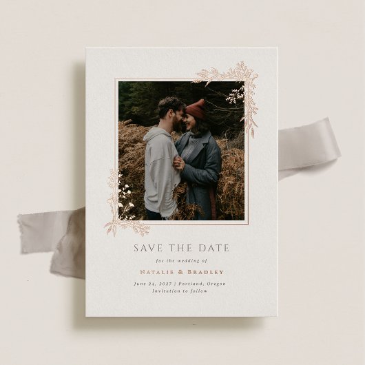 ハミルトンバラ金ゴールド緑の結婚式の日付を保存 箔招待状