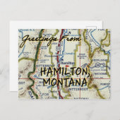 ハミルトンモンタナヴィンテージの地図 ポストカード (正面/裏面)