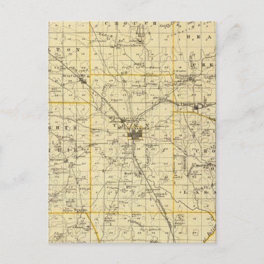 ハミルトン郡の地図 ポストカード (正面)