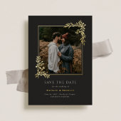 ハミルトン金箔緑の結婚式の日付を保存 箔招待状