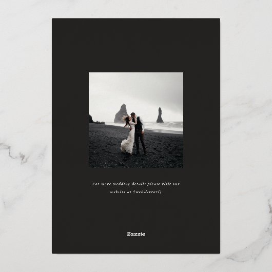 ハミルトン金箔緑の結婚式の日付を保存 箔招待状 (裏面)