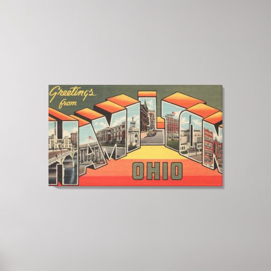 ハミルトン，オハイオ州 – ラージレターのシーン2 キャンバスプリント (正面)