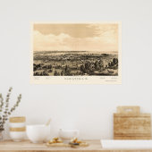 ハミルトン、オン、カナダのパノラママップ – 1859 ポスター (キッチン)