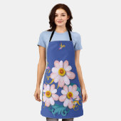 ハミングカラフル鳥 エプロン (着用した状態)