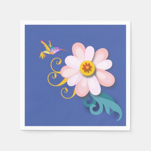 ハミングカラフル鳥 スタンダードカクテルナプキン (正面)