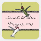 ハミンググランジ鳥のハートと翼 スクエアシール (正面)