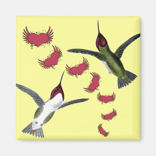 ハミンググランジ鳥のハートと翼 マグネット (正面)