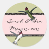 ハミンググランジ鳥のハートと翼 ラウンドシール (正面)