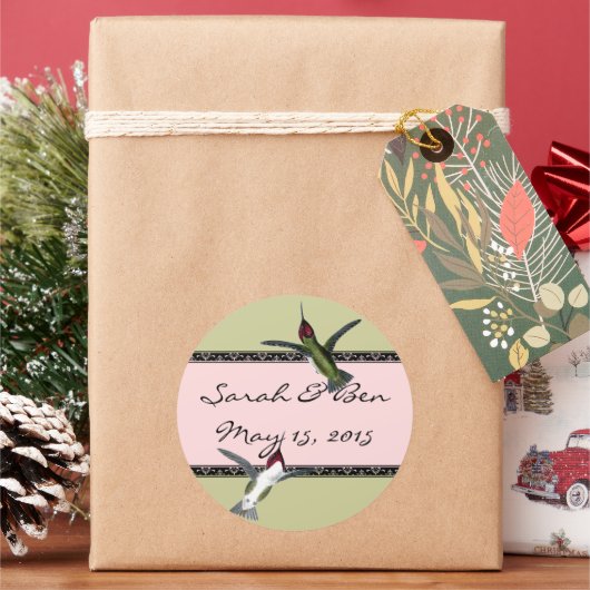 ハミンググランジ鳥のハートと翼 ラウンドシール (クリスマス)