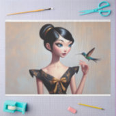 ハミングバお洒落ードデカップアジアの少女 薄葉紙 (クラフト)