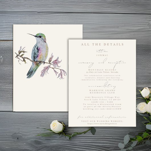 ハミングバかわいらしーの結婚詳細エンクロージャカード 招待状