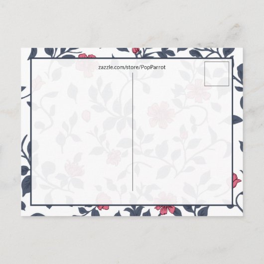 ハミングバかわいらしードピンクの花のつる植物新しいアドレス ポストカード (裏面)