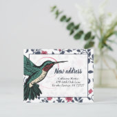 ハミングバかわいらしードピンクの花のつる植物新しいアドレス ポストカード (スタンド正面)