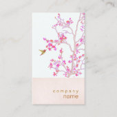 ハミングバかわいらしードピンク芽ブランチビジネスカード 名刺 (正面)