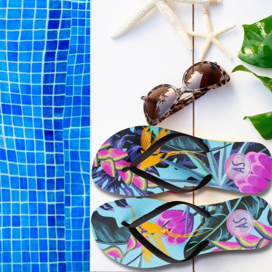 ハミングバはっきりしたードを持つ熱帯の葉柄 ビーチサンダル