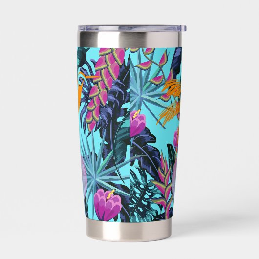 ハミングバはっきりしたードを持つ熱帯の葉柄 保温保冷タンブラー (左面)