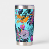 ハミングバはっきりしたードを持つ熱帯の葉柄 保温保冷タンブラー (背面)